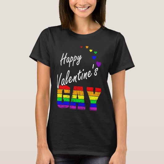 LGBTQ Happy Valentine's Gay Lesbian Pride Equality T-shirt (Voorkant)