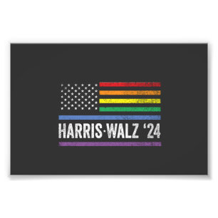 LGBTQ Harris Walz Amerikaanse Vlag Verkiezing 2024 Foto Afdruk