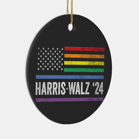 LGBTQ Harris Walz Amerikaanse vlag verkiezing 2024 Keramisch Ornament (Rechts)