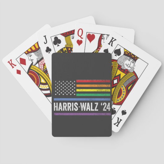 LGBTQ Harris Walz Amerikaanse Vlag Verkiezing 2024 Pokerkaarten (Achterkant)