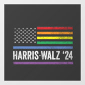 LGBTQ Harris Walz Amerikaanse Vlag Verkiezing 2024 Raamsticker (Vel)