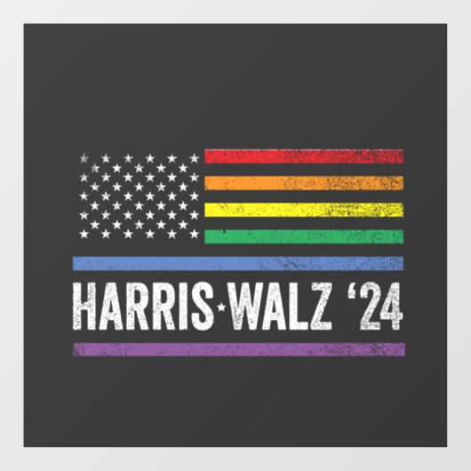 LGBTQ Harris Walz Amerikaanse Vlag Verkiezing 2024 Raamsticker (Vel)
