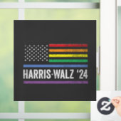 LGBTQ Harris Walz Amerikaanse Vlag Verkiezing 2024 Raamsticker (Huis)