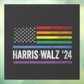 LGBTQ Harris Walz Amerikaanse Vlag Verkiezing 2024 Raamsticker (Vel 3)