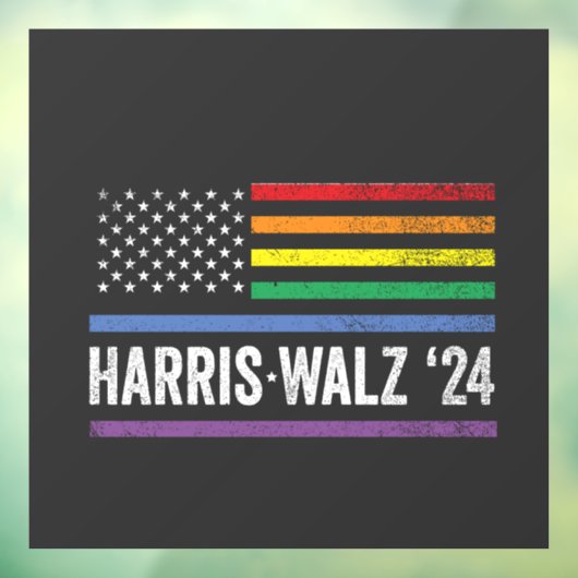 LGBTQ Harris Walz Amerikaanse Vlag Verkiezing 2024 Raamsticker (Vel 3)