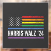 LGBTQ Harris Walz Amerikaanse Vlag Verkiezing 2024 Raamsticker (Vel 2)