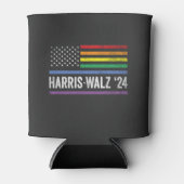 LGBTQ Harris Walz Amerikaanse Vlag Verkiezingen 20 Blikjeskoeler (Voorkant)