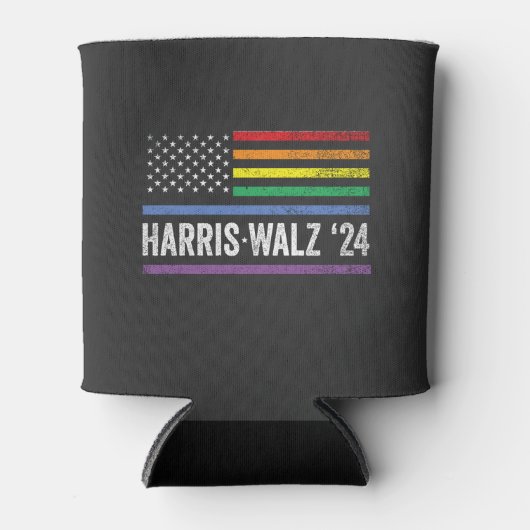 LGBTQ Harris Walz Amerikaanse Vlag Verkiezingen 20 Blikjeskoeler (Voorkant)