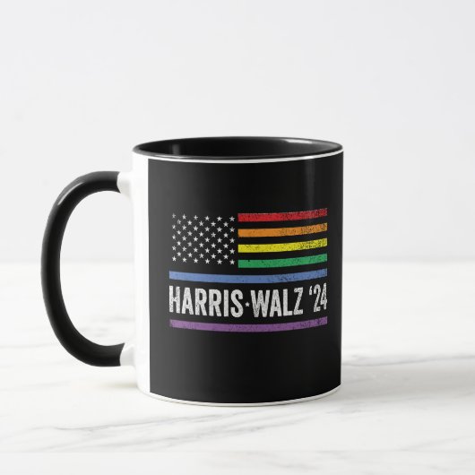 LGBTQ Harris Walz Amerikaanse Vlag Verkiezingen 20 Mok (Links)