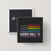 LGBTQ Harris Walz Amerikaanse Vlag Verkiezingen 20 Vierkante Button 5,1 Cm (Voorkant /achterkant)