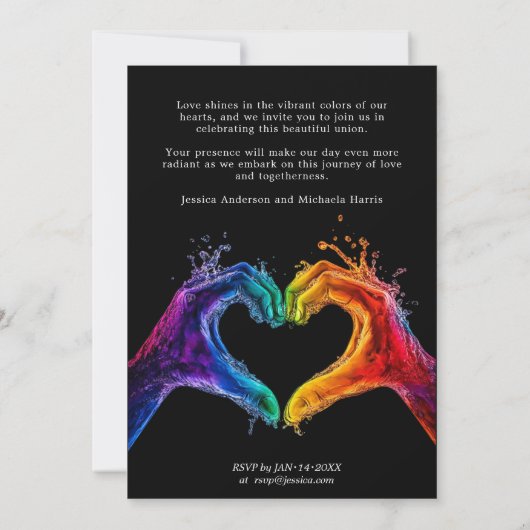 🌈❤️ LGBTQ Hart van Trots bruiloft Kaart (Achterkant)