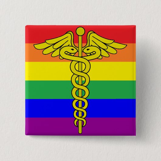 LGBTQ Health Pin Vierkante Button 5,1 Cm (Voorkant)