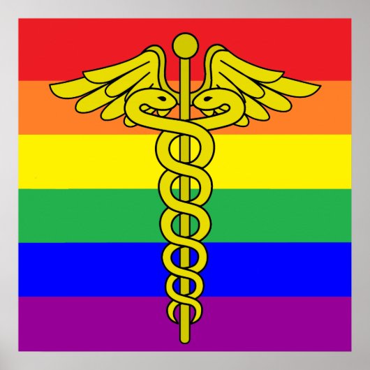 LGBTQ Healthcare Caduceus Sign Wall Art Poster (Voorkant)