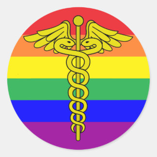 LGBTQ Healthcare Caduceus-Sticker Ronde Sticker