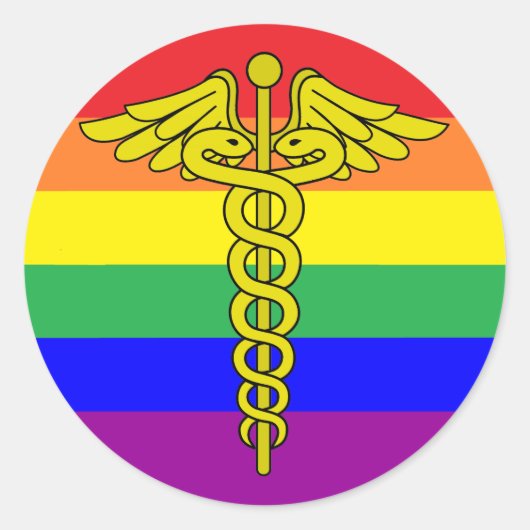 LGBTQ Healthcare Caduceus-Sticker Ronde Sticker (Voorkant)