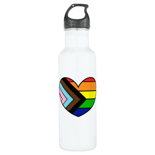 LGBTQ+ Heart Stainless Steel Water Bottle Waterfles (Voorkant)