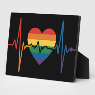 LGBTQ Heartbeats Heart Pride Gay Lesbian Trans Bi Fotoplaat
