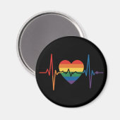 LGBTQ Heartbeats Heart Pride Gay Lesbian Trans Bi Magneet (Voorkant / Achterkant)