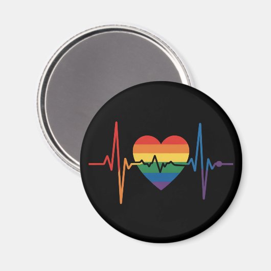 LGBTQ Heartbeats Heart Pride Gay Lesbian Trans Bi Magneet (Voorkant / Achterkant)