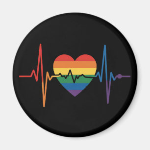 LGBTQ Heartbeats Heart Pride Gay Lesbian Trans Bi Magneet