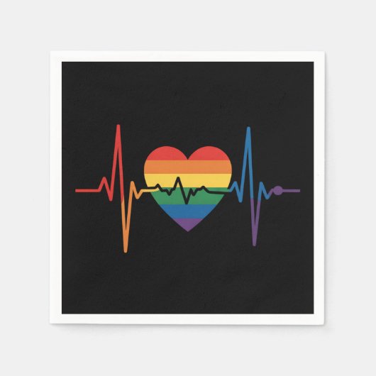 LGBTQ Heartbeats Heart Pride Gay Lesbian Trans Bi Servet (Voorkant)