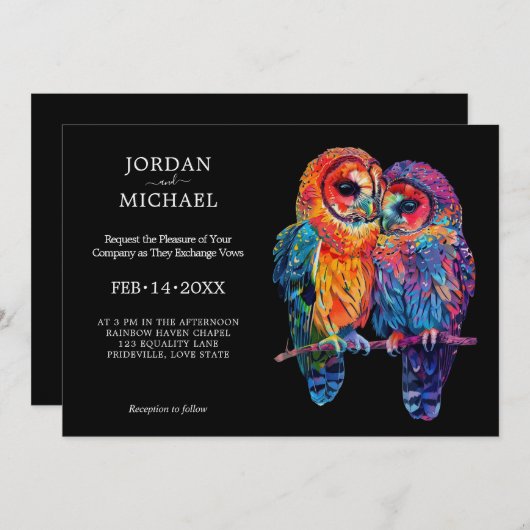 🌈 LGBTQ horizontale Eeuwige Eenheid bruiloft Kaart (Voorkant / Achterkant)