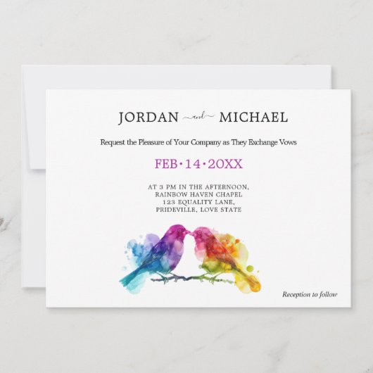 LGBTQ+ horizontale regenboog Lovebirds Kaart (Voorkant)