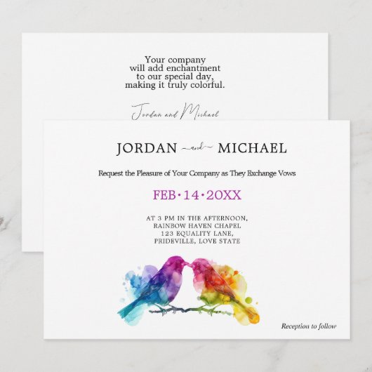 LGBTQ+ horizontale regenboog Lovebirds Kaart (Voorkant / Achterkant)