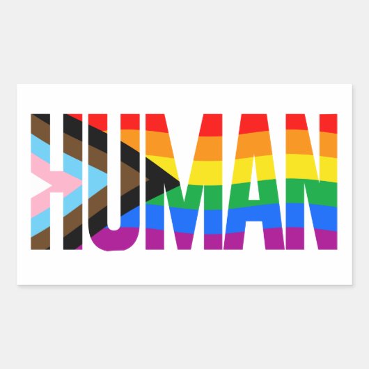 LGBTQ HUMAN RECHTHOEKIGE STICKER (Voorkant)