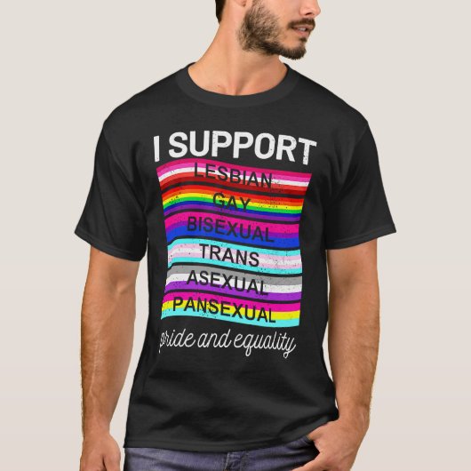 LGBTQ I ondersteunt panseksuele aseksuele transbis T-shirt (Voorkant)