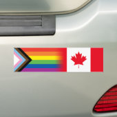LGBTQ Inclusief Progress Pride Flag Canadese vlag Bumpersticker (Op auto)