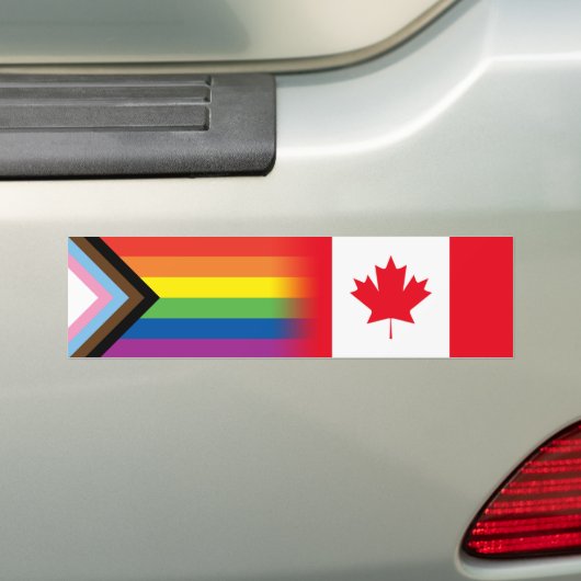 LGBTQ Inclusief Progress Pride Flag Canadese vlag Bumpersticker (Op auto)