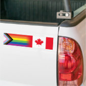 LGBTQ Inclusief Progress Pride Flag Canadese vlag Bumpersticker (Op Truck)