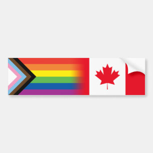 LGBTQ Inclusief Progress Pride Flag Canadese vlag Bumpersticker