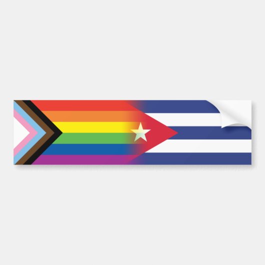 LGBTQ inclusief Progress Pride Flag Cuban Cuba Bumpersticker (Voorkant)
