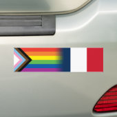 LGBTQ - Inclusief Progress Pride Flag Franse vlag Bumpersticker (Op auto)
