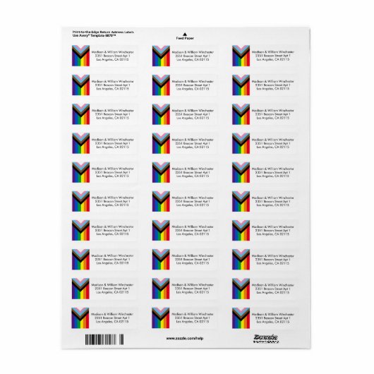 Lgbtq inclusief regenbooghomepage vlag zwart wit etiket (Full Sheet)