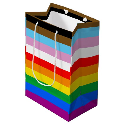 LGBTQ+ inclusieve Pride-vlag Medium Cadeauzakje (Voorkant Gekanteld)