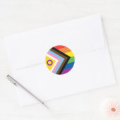 LGBTQ Intersex Inclusive Progress Pride Ronde Sticker (Envelop)