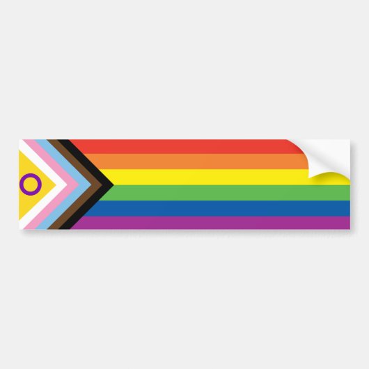 LGBTQ Intersex Inclusive Progress Pride vlag Bumpersticker (Voorkant)