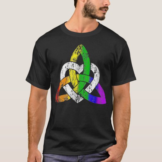 LGBTQ Irish Celtic Knot trinity hart homo St Patri T-shirt (Voorkant)