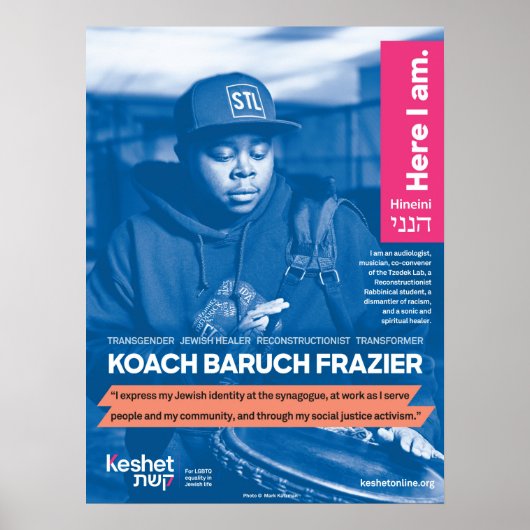 LGBTQ Jewish Heroes Poster - Koach Baruch Frazier (Voorkant)