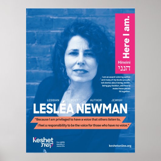 LGBTQ Jewish Heroes Poster - Leslea Newman (Voorkant)