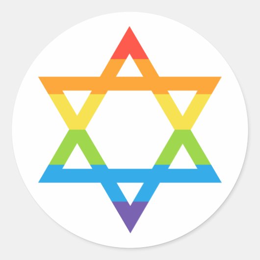 LGBTQ Joods Israël Star of David Pride Maand Ronde Sticker (Voorkant)