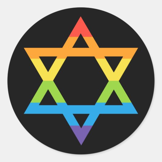 LGBTQ Joods Israël Star of David Pride Maand Ronde Sticker (Voorkant)