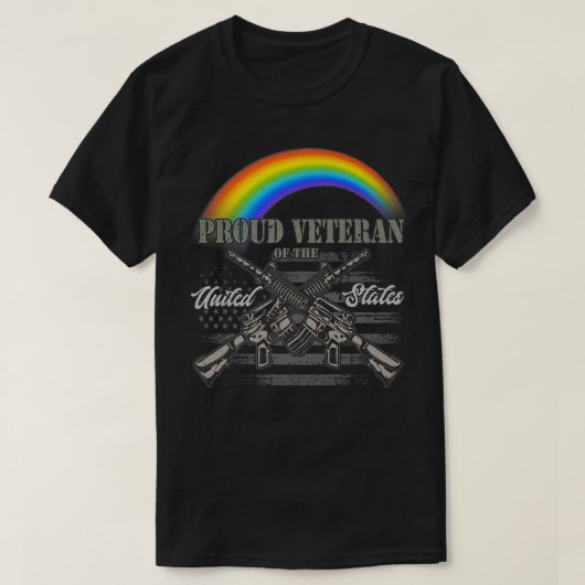 LGBTQ July 4th American Flag Rainbow Proud Veteran T-shirt (Design voorkant)