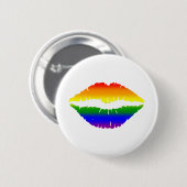 LGBTQ Kiss Lips Rainbow Ronde Button 5,7 Cm (Voorkant /achterkant)