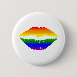 LGBTQ Kiss Lips Rainbow Ronde Button 5,7 Cm