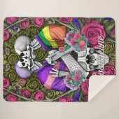LGBTQ Kus Floral Skulls Sherpa Deken (Voorkant (horizontaal))