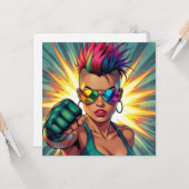 LGBTQ+ Lady in Mohawk Blank Kaart (Voorkant / Achterkant in situ)